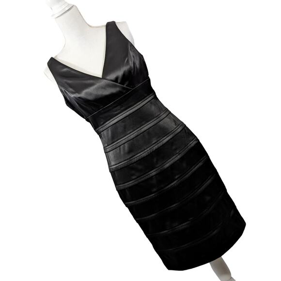 NWT@$90! AMERICAN LIVING, JCP! BLACK SATIN, GRADUATED "LAYERS" FORMAL DRESS!SZ 6 - Picture 1 of 9